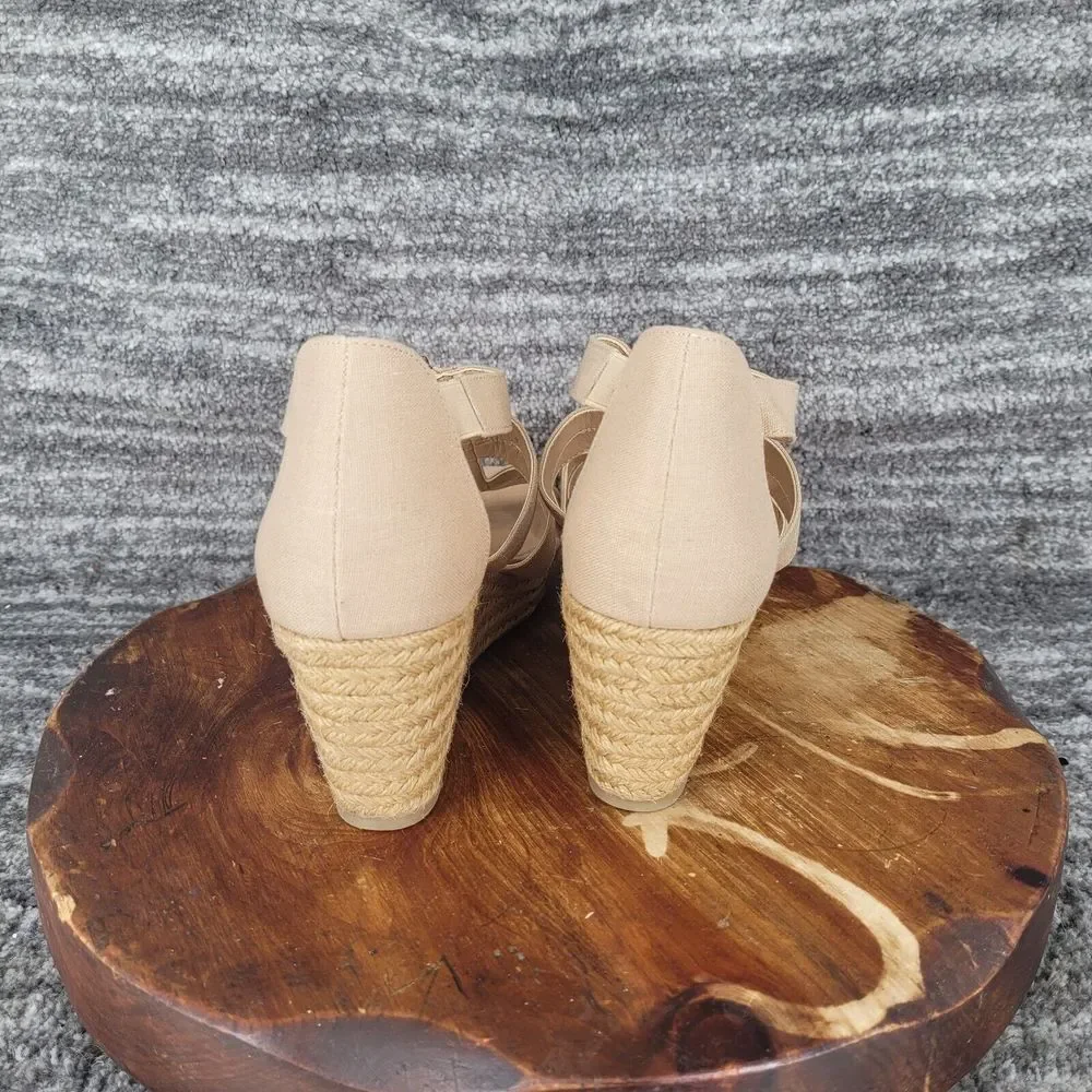 Lauren Ralph Lauren‎ Kelcie Espadrille Sandals Womens 11 Beige Canvas Open Toe